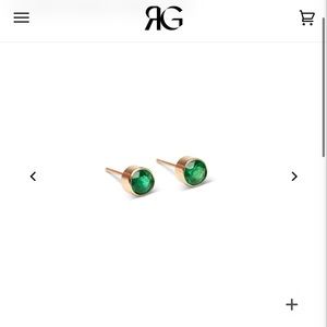 RG 14k Medium Emerald Bezel Studs